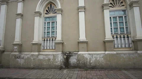 Historic Building with Colonial Styled Windows Stock Footage 50942522
