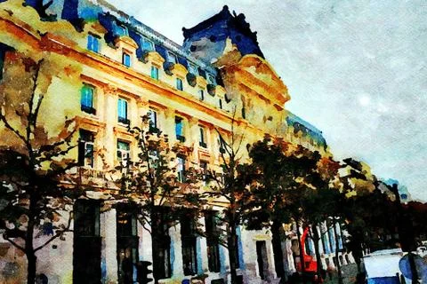 A historic building at a crossroads in central Paris in the autumn Stock Photos