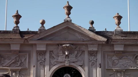 Historic building facade. Keyhole of the Order of Malta. City of Rome. Tilt 4K Video stock 263108772