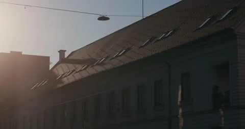 Historic Building Facade In Sunset Light Zagreb Stock Footage 336002160