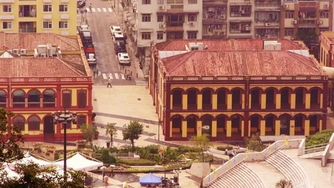 Historic Building in Macau from above Stock Footage 82887019