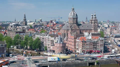 Historic buildings in the center of Amsterdam timelapse Stock Footage 59174070