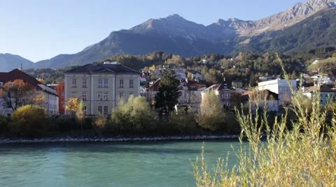 Historic Buildings by the Inn River Stock Footage 68162953