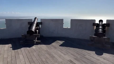 Historic Cannons at Agadir Oufella Facing Atlantic Ocean Stock Footage 334859616