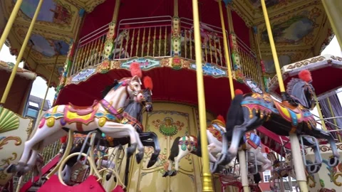Historic carousel with horses Stock Footage 169560660