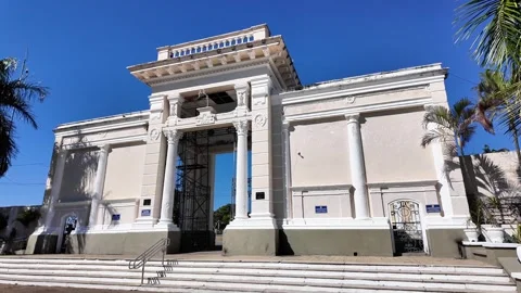 Historic Cemetery Main Gate in Campinas Brazil - Zoom In Stock Footage 337908051
