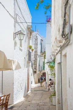 Historic center of Cisternino (Itria Valley) in Puglia. Stock Photos