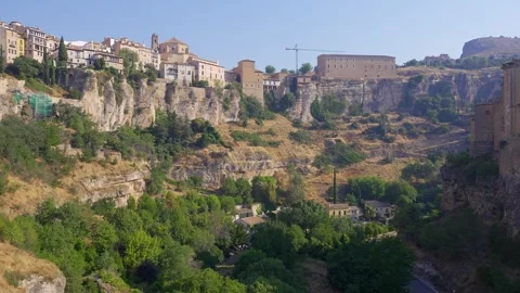 Historic church and monastery complex standing above the wooded gorge Видео 340964861