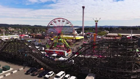 Historic Classic Roller Coaster At The Puyallup Fair (Washington State Fair) In Stock Footage 334518947