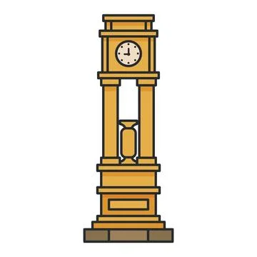 Historic clock monument icon. Flat illustration isolated on white background. Stock Illustration