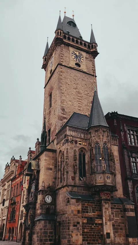 The Historic Clock Tower stands out in the vibrant Urban Landscape Stock Footage 283377001