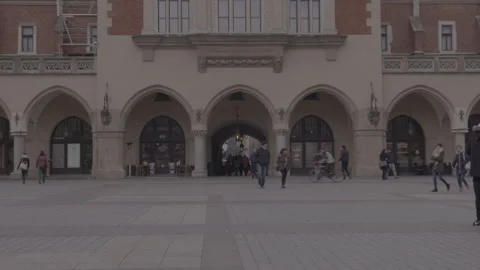 Historic Cloth Hall Facade on Main Square in Krakow Stock Footage 342559037