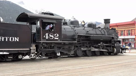 Historic coal steam engine Silverton Colorado tourism 2 4K 146 Stock Footage 41342804