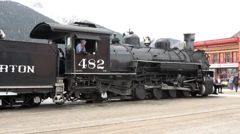 Historic coal steam engine Silverton Colorado tourism 4K 146 Stock Footage 41344111