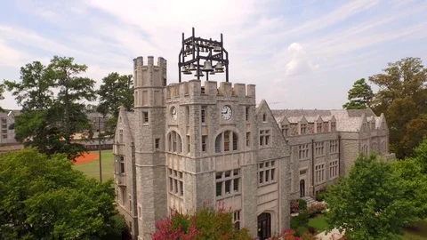 Historic college clock tower Video stock 85276365