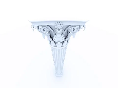 Historic column head isolated on white background Stock Illustration
