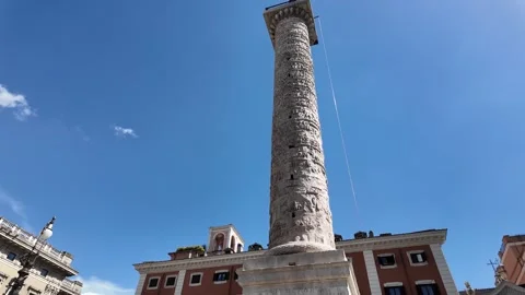 Historic Column of Marcus Aurelius in Piazza Colonna Rome Italy Stock Footage 338009536