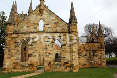 Historic convict church at port Arthur, Tasmania Stock Photos