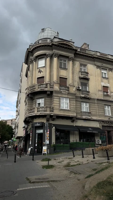 Historic corner building with Le Phare Gastro Bar Stock Footage 346183911