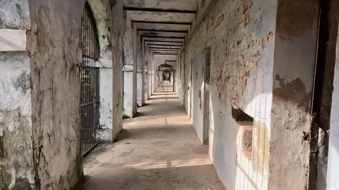 Historic Corridor of Cellular Jail (Kala Pani) in Port Blair, Andaman Islands Vídeo Stock 341931771