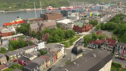 Historic Downtown St. John's and Harbour, Newfoundland and Labrador, Canada Video stock 340414532