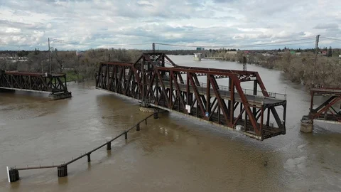Historic Draw Bridge Opening During Rainy Season Stock Footage 104317882