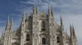 Historic Duomo Dome Milan Most Famous Cathedral North Italy Skyline Cityscape HD Footage