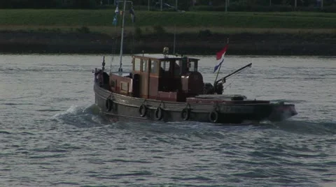 Historic Dutch tugboat Stock Footage