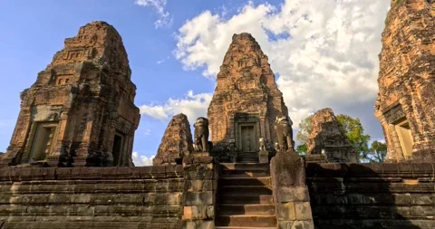 Historic Eastern Mebon temple architecture in Siem Reap, Cambodia. Stock Footage 291479556