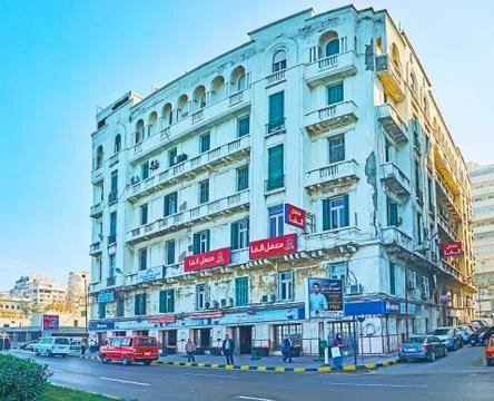 Historic edifices in Corniche, on Dec 17, 2017 in Alexandria, Egypt Stock Photos
