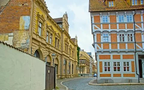 Historic edifices in Polle quarter, Quedlinburg, Harz, Germany Stock Photos
