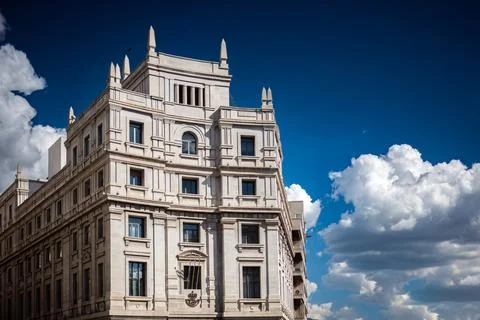 Historic Edificio De Correos In Granada, Spain Against Blue Sky Stock Photos