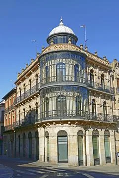 Historic Edificio de Domingo Borrego in Salamanca Stock Photos