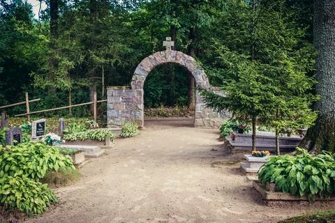 Historic Evangelical cemetery in Zajaczki, small village in Poland Stock Photos