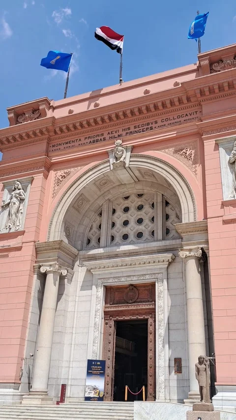 Historic Facade of Cairo Egyptian Museum Stock Footage 346604525