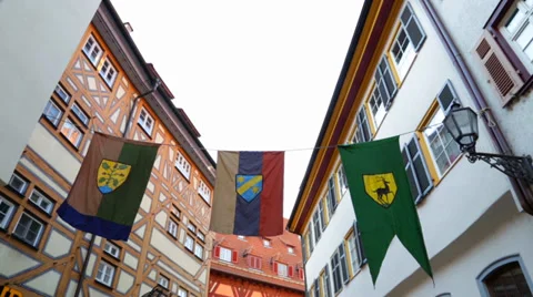 Historic facade pan esslingen Stock Footage 32965307