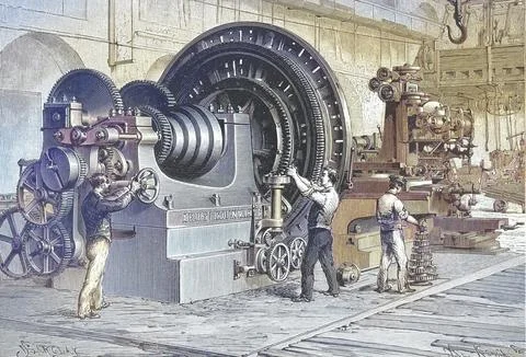 Historic factory building for the construction of machine tools from the late Ilustração Stock