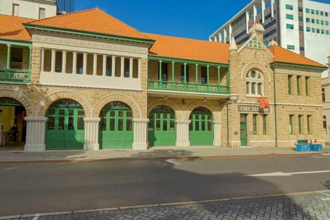 Historic Fire Station Building in Perth, Australia Stock Photos