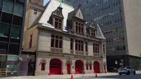 Historic Fire Station Notable for Its EyeCatching Iconic Red Features Vídeo Stock 291641961