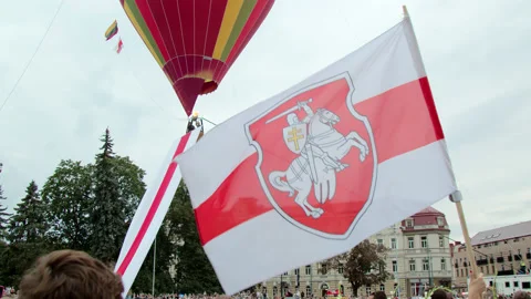 Historic flag of Belarus waving Video stock 138086944