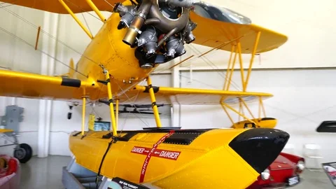 Historic Floating Biplane Stock Footage 79212308