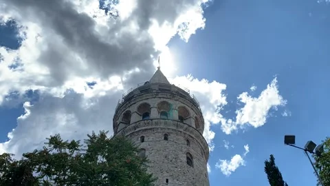 Historic Galata tower and clouds time-lapse Stock Footage 171365564