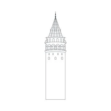 Historic Galata Tower vector drawing Stock Illustration
