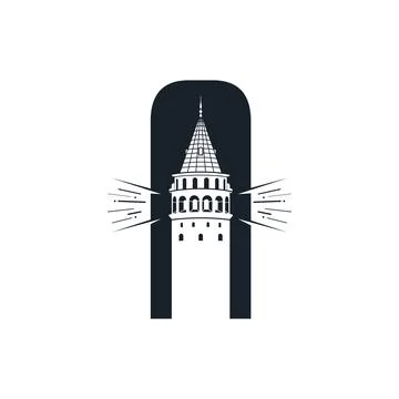 Historic Galata Tower vector drawing Stock Illustration