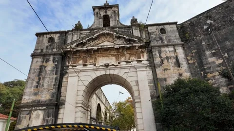 Historic Gate Passage in Lisbon Stock Footage 258058550