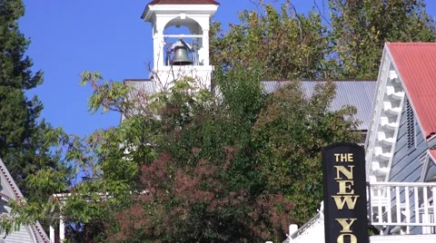 Historic gold mining town, fire house bell Stock Footage 42960384