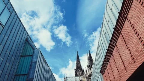 Historic Gothic Architecture of Cologne Cathedral Exterior Stock Footage 345718918