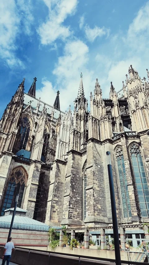 Historic Gothic Architecture of Cologne Cathedral Exterior Stock Footage 345719216