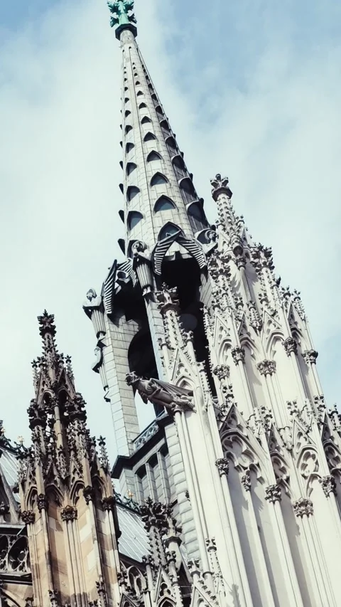 Historic Gothic Architecture of Cologne Cathedral Exterior Stock Footage 346051392
