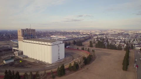 Historic Grain Elevator in Edmonton, AB, captured on April 7th, 2024 Stock Footage 271648850